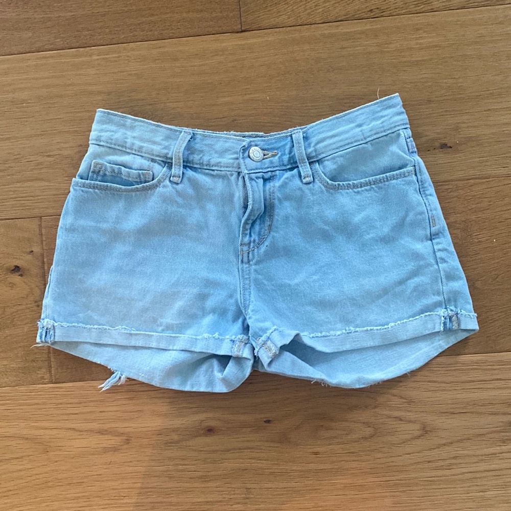 old navy light wash denim shorts; SB shorty cuff